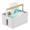 mDesign Plastic Portable Nursery Storage Caddy Tote with Wood Handle